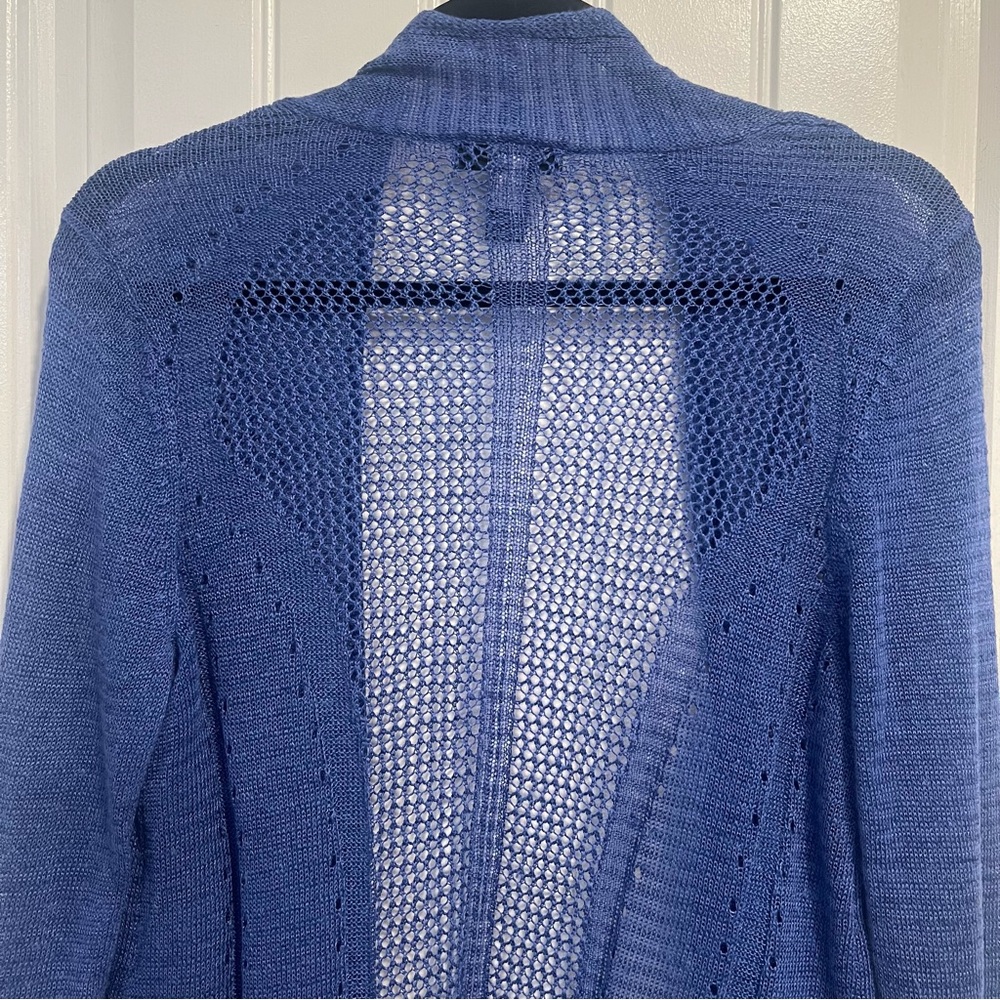 Alfani Women's Blue Open-Front Mixed Stitch Sweater. Size‎ Medium. - Picture 6 of 13